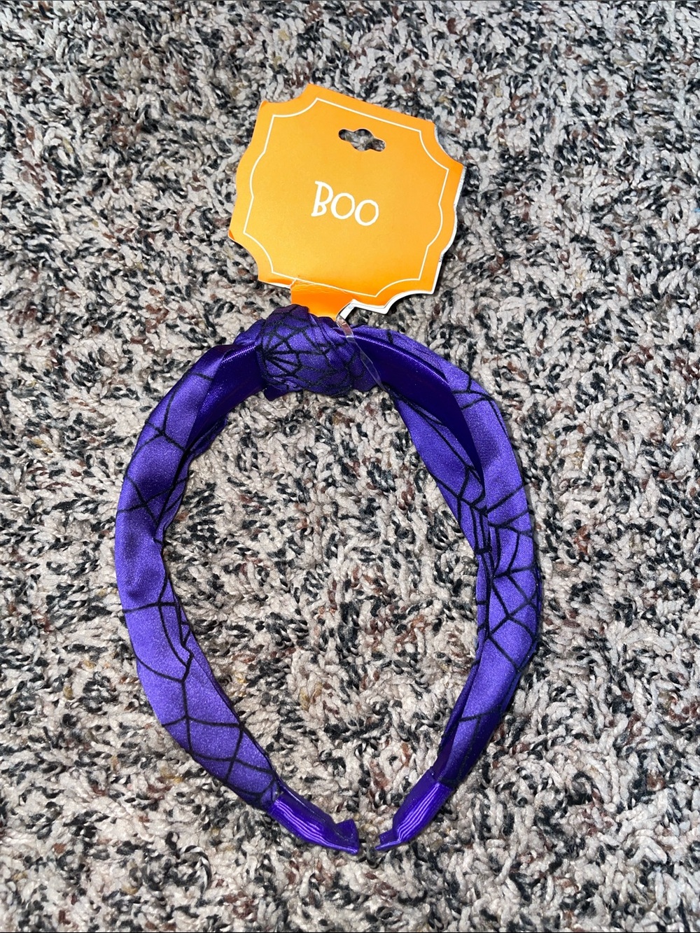 Boo! Girls Purple And Black Spiderweb Print Headband OS NWT